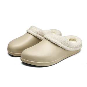 Pantuflas de Invierno para Hombre y Mujer, Forradas de Felpa, Gruesas, Cálidas, Antideslizantes, con Suela de EVA, para Uso en Interiores y Exteriores, Color Negro y Caqui Sólido - Product Image 5