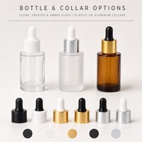 Bestseller Runde 30ml Flachschulter-Glasflasche mit Pipette für Ätherische Öle und Seren, Anpassbare Farbe und Logo, Hautpflege-Kosmetikbehälter