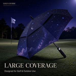 Paraguas de Golf con Estampado de Cielo Estrellado Azul Intenso, Paraguas Recto Grande Resistente al Viento, Diseño Personalizado, Equipo para Lluvia al Aire Libre - Product Image 6