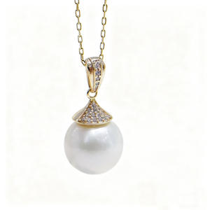 Pendentif en argent S925 31469 avec perles rondes de 11 à 15 mm, accessoires de perles DIY, design simple de tour vide pour charmes et pendentifs en diamant - Product Image 5