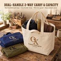 Sac fourre-tout en toile personnalisé avec logo, double poignée courte et longues bretelles, sac de voyage monogrammé entrelacé, vente en gros