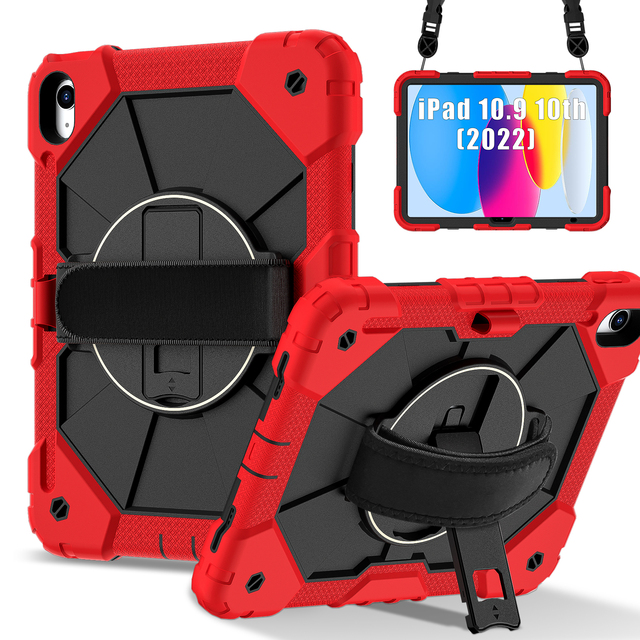 Kids Rugged Case with Rotating Stand Shoulder Strap for iPad A16 11th 2025 iPad 10th 10.9 2022 Heavy Duty Protection OEM ODM