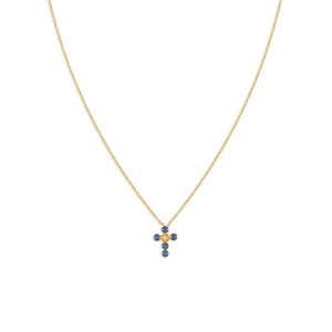 Collier tendance ROXI S925 en argent sterling avec zircon bleu rose et motif croix intégral - Product Image 4