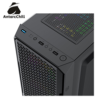 Gabinete de Computadora para Juegos AntarcChill Black Mid Tower ATX, Panel Frontal de Malla, Vidrio Templado, USB 3.0, Alto Flujo de Aire, Chasis de Refrigeración