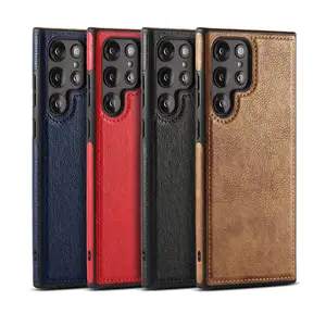 Hot bán PU Leather trường hợp đối với Samsung Galaxy S23 siêu, Đối với Samsung S22 S23 cộng với da-cảm thấy chống sốc kinh doanh điện thoại Bìa