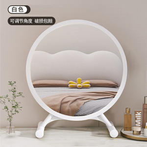 İskandinav tarzı büyük makyaj aynası masaüstü LED ışık öğrenci yurt yatak odası dolgu ışığı ile soyunma masa yuvarlak ayna - Product Image 5