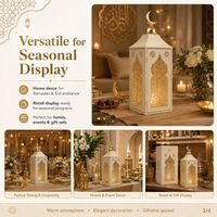 Lot de lanternes de Ramadan en métal blanc et or pour la décoration saisonnière de la maison et des hôtels pour l'Aïd