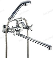 Robinet de douche mural à bec long en acier inoxydable multifonction avec cartouche en céramique à poignée unique, jet et pulvérisation de massage