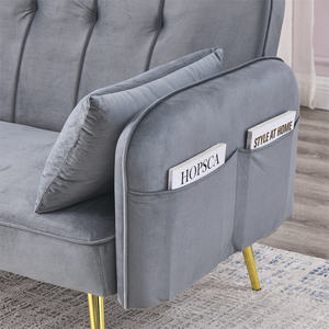 Canapé-lit convertible en velours du fabricant, ensemble de canapé-lit réglable avec système <span class=keywords><strong>clic</strong></span>-<span class=keywords><strong>clac</strong></span> et revêtement en velours confortable - Product Image 6