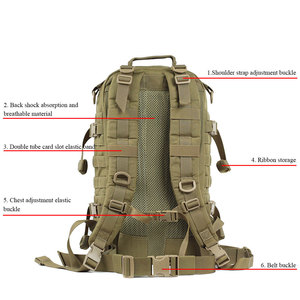 Sac à dos d'extérieur personnalisé noir, imperméable, randonnée, survie, camouflage, fermeture, doublure en polyester - Product Image 4