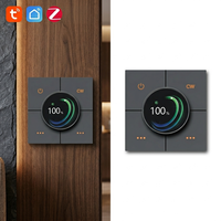 Panneau d'interrupteurs intelligent multifonctionnel avec écran de 1,28 pouce, Tuya Zigbee, norme européenne 86x86mm, pour projets hôteliers et d'accueil