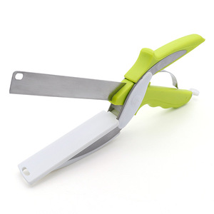 Ciseaux de cuisine en acier inoxydable 5 en 1, coupe-légumes portable détachable, usage domestique, vert et bleu - Product Image 4