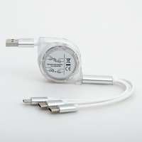 Câble USB 3 en 1 pour iPhone, câbles de charge et de données, charge rapide 3A, type-C, câble USB rétractable 3 en 1 pour téléphone portable Android