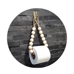Organizzatore Minimalista in <span class=keywords><strong>Legno</strong></span> per Bagno, <span class=keywords><strong>Portarotolo</strong></span> di <span class=keywords><strong>Carta</strong></span> <span class=keywords><strong>Igienica</strong></span> con Perline + Portasciugamani da Parete, Mensola Portaoggetti in Stile Nordico - Product Image 5