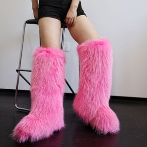 Stivali Alti al Ginocchio 50cm, Comodi e Alla Moda, Stivali Invernali di Lusso da <span class=keywords><strong>Donna</strong></span> con Pelliccia di Procione e Volpe, Stile Y2K - Product Image 4