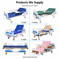 Tempat Tidur Pasien Manual 2 Crank / 3 Crank dengan Headboard ABS, Gagang Retraktil, dan 4 Roda (Tempat Tidur Rumah Sakit)