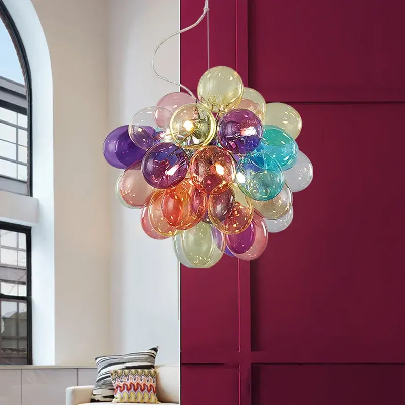 Moonriver Lighting Modern Creative Color Hanging Lamps for Ceiling Glass Ball Chandelier Living Pendant Light Room Decor