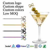 Sicher Zertifizierte OEM-Design Schleifenknoten Hochzeitsparty Bar Obst-Oliven-Garnitur Picks Martini-Getränke Swizzle-Sticks Maßgefertigte Cocktail-Picks