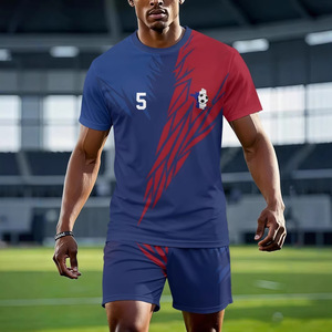 ชุดเสื้อฟุตบอลชาย พิมพ์ลายดิจิทัล แห้งเร็ว คอกลม แขนสั้น เสื้อยืดและกางเกงขาสั้น ชุดกีฬา สำหรับผู้ใหญ่ ทุกฤดูกาล - Product Image 1