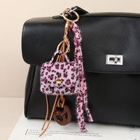 Automne et hiver cuir café couleur porte-clés imprimé léopard Mini sacs pendentif sac breloques accessoires de mode