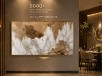 Art mural texturé en bas-relief abstrait avec effet de gouttes d'encre marron et blanc, cadre en aluminium, pour hall d'hôtel, toile de fond en marbre, personnalisable OEM