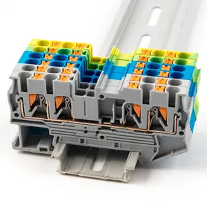 Snelle Bedrading Connector Din Rail Klemmenblok PT4-QUATTRO Grijze Veerverbinding Duw In Geleiders Draad Connector