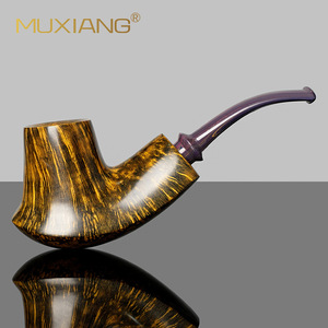 Muxiang Briarwood Handmade Pipe Bent Type With Vulcanized Rubber Mouthpiece Tobacco Smoking Accessory - Product Image 1