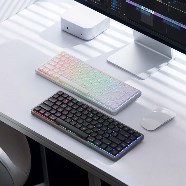 AKKO Air 01 Low Profile Mechanical Keyboard CNC Aluminum 75% Layout RGB Backlit Hot-Swappable OEM Wireless USB Type-C Keyboard