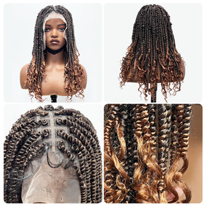 Peluca de <span class=keywords><strong>Cabello</strong></span> Sintético Trenzado con Dreads Tejidas a Mano con Encaje Completo, <span class=keywords><strong>Dos</strong></span> Hebras, <span class=keywords><strong>Cabello</strong></span> Trenzado <span class=keywords><strong>Corto</strong></span> para Mujeres Negras Africanas - Product Image 2