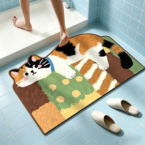 Tapis de salle de bain à thème animalier Dopamine, tapis antidérapant pour porte de toilette, tapis de sol domestique en terre de diatomée à séchage rapide et absorbant - Product Image 2