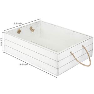 Caisses à palettes de pommes en <span class=keywords><strong>bois</strong></span> blanc solide et bon marché Petit bac organisateur de rangement décoratif en <span class=keywords><strong>bois</strong></span> avec poignées en corde - Product Image 6