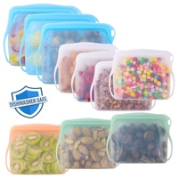 2 formes de produits de cuisine écologiques Sacs de congélation en silicone réutilisables de qualité alimentaire Sac de rangement en silicone à fermeture éclair pour la maison