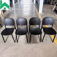 Chaise de salle à manger en plastique PP noir simple italienne, durable, en maille, pour la maison et l'extérieur, restaurants, plages, pubs