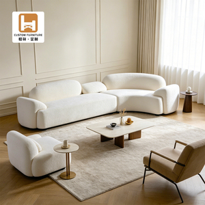 Canapé modulaire incurvé en tissu blanc moderne, style italien, pour salon, hall <span class=keywords><strong>d</strong></span>'hôtel, villa, appartement, écologique, sur mesure - Product Image 2