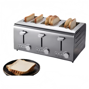Grille-pain commercial à fentes larges |   Distributeur de toasts chauffants 4/6 tranches, entièrement automatique avec température et temps réglables - Product Image 1