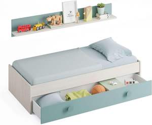 Miroytengo Paquete Completo de Estilo Moderno para Jóvenes Muebles de Dormitorio Alpes Verdes y Blancos con Base de Cama para <span class=keywords><strong>Habitación</strong></span> Infantil - Product Image 4