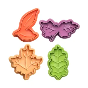 DIY Cake Mold Baking Tool Set 4pcs Leaf Series Spring Mold Green And Color Two Models 3D Painted Cookie Cutter Mould