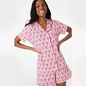 Pijama de 2 piezas con estampado de tigre verde para <span class=keywords><strong>mujer</strong></span>, camisa de manga corta, pantalones cortos, conjunto de 2 piezas, pijama con estampado de <span class=keywords><strong>mono</strong></span> de conejo de poli/algodón para <span class=keywords><strong>mujer</strong></span> - Product Image 6