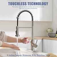 Robinets de cuisine automatiques en laiton, robinets de cuisine sans contact, robinets d'évier de cuisine extractibles avec capteurs, FLG moderne