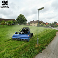 Tondeuse à gazon télécommandée sur chenilles à moteur essence avec certification CE EPA, machine de coupe d'herbe sur pente pour ferme