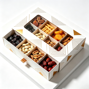 Scatola regalo ecologica Kraft con scomparti, stampa personalizzata <span class=keywords><strong>per</strong></span> confezioni all'ingrosso di frutta secca, biscotti, cioccolato, <span class=keywords><strong>torte</strong></span> e snack. - Product Image 1