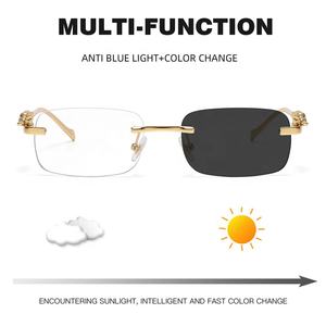 Lentes fotocromáticas, gafas de sol sin montura para mujer, cambian de color, anti <span class=keywords><strong>luz</strong></span> azul, protección UV para lectura, viajes, camping, exterior e interior - Product Image 2