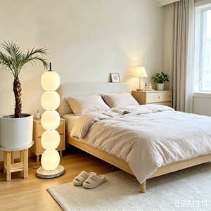 <span class=keywords><strong>Lampada</strong></span> da Terra Minimalista Stile Mid-Century con Globo Sovrapposto, Base in Marmo e Vetro Opaco per Arredamento Interno Soggiorno - Product Image 6