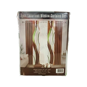 Juego de cortinas con ojales de poliéster translúcido ecológico de 7 piezas, funda de cojín a juego con patrón Floral para sala de estar y dormitorio - Product Image 1