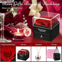Boîte de roses éternelles TR, 100 langues, collier I U, Saint-Valentin, fête des mères, remise de diplôme, Noël, cadeau durable