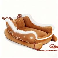 Coussin pour chien et chat à motif animalier de Noël, hiver, épaissi, lavable, fond antidérapant, taille M