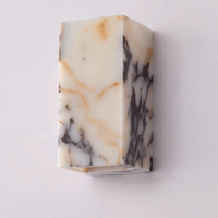 Lampu Dinding Wabi Sabi Alabaster Custom Persegi Panjang Bermotif Marmer Putih Hangat untuk Kamar Tidur, Samping Tempat Tidur, Ruang Tamu, Kamar Mandi