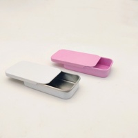 Nouvelle arrivée rose blanc noir laiton carré Mini Rectangle Slide Top boîte en fer blanc petite boîte coulissante en métal pour baume/menthe/bonbons