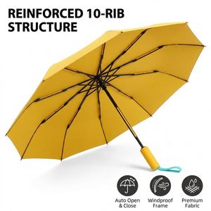 Nouvel Arrivage Parapluie Pliant Automatique à 12 Baleines en Fibre de Verre avec Logo Personnalisé pour Cadeau d'Affaires et Promotion - Product Image 2