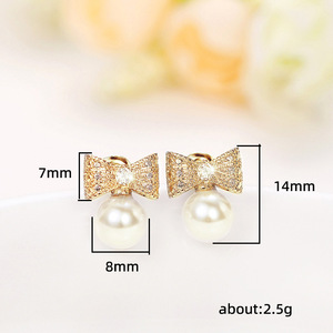 Orecchini a fiocco per donna, graziosi e alla moda, accessori per l'uso quotidiano. - Product Image 3